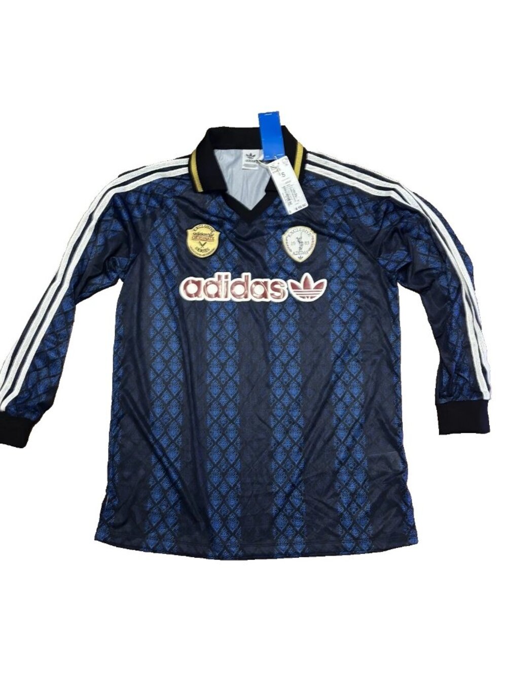 Adidas Originals Men Exclusive Series Jersey Shirt Blue Black Ornate S NWT